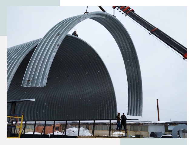 Полукруглые ангары в Гусь-Хрустальном